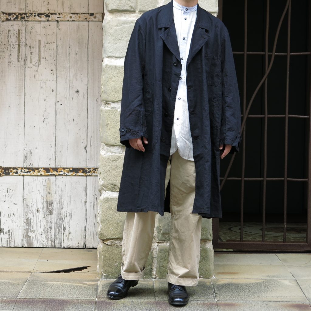 OUTIL MANTEAU PUPILLIN （BLACK INDIGO） - ステンカラーコート