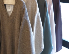 Olde H & Daughter / SILK NEP V NECK PULL OVER & SUVIN PLAIN STICH CREW NECK LONG SLEEVE