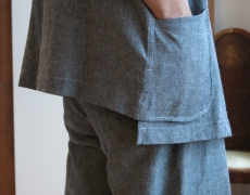 Gorsch / Cotton Linen Rough Woven Twill /  Schmied Waist Coat & Two Intack Wide Trousers